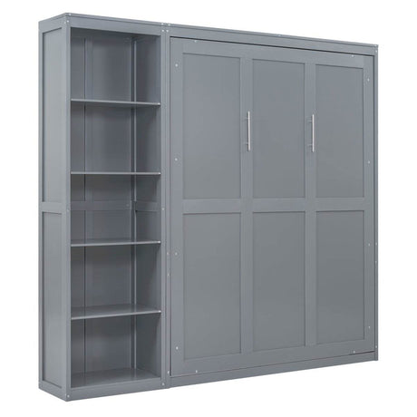 Queen Murphy Wall Bed With Shelves Solid Wood - Sleep Galleria