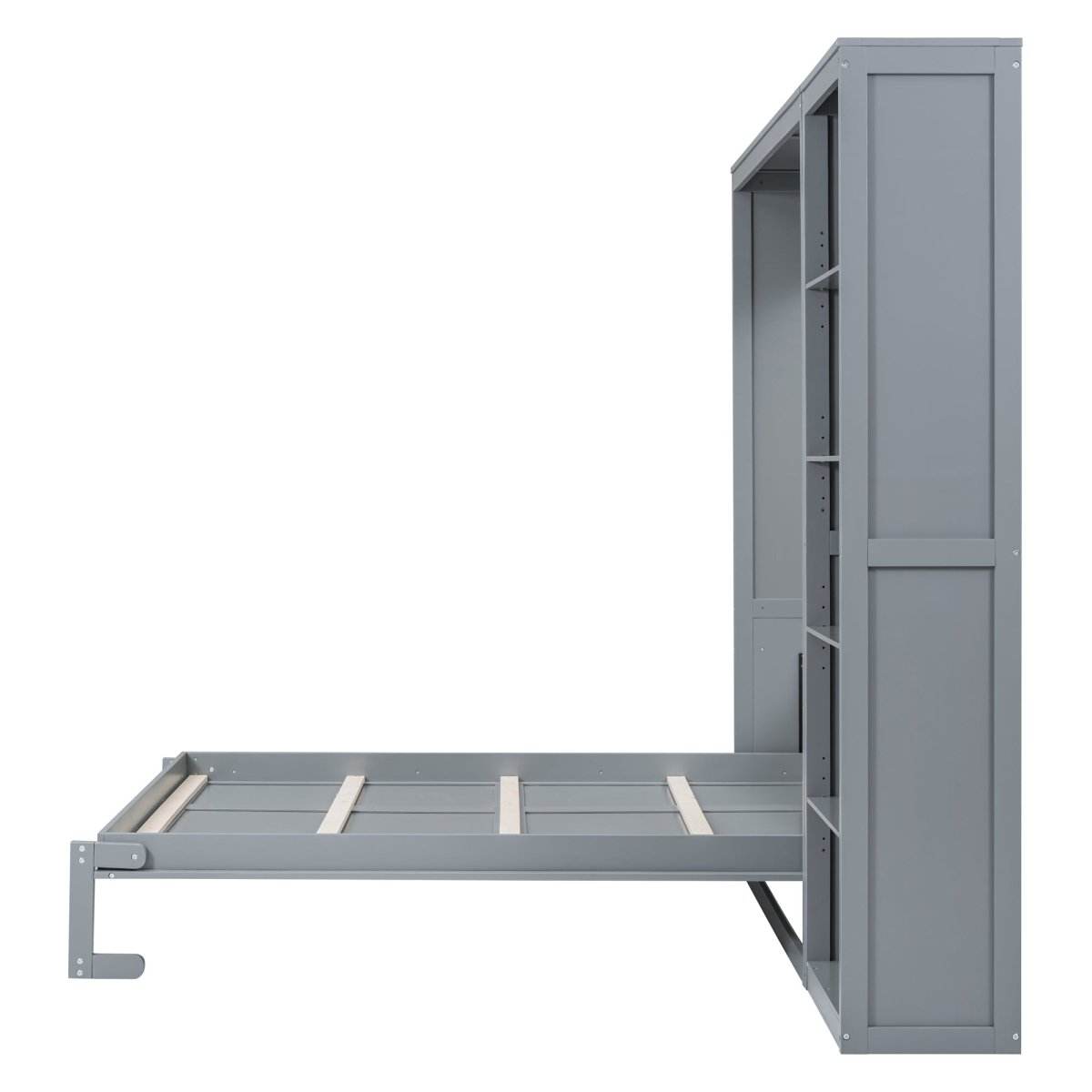 Queen Murphy Wall Bed With Shelves Solid Wood - Sleep Galleria
