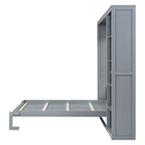 Queen Murphy Wall Bed With Shelves Solid Wood - Sleep Galleria