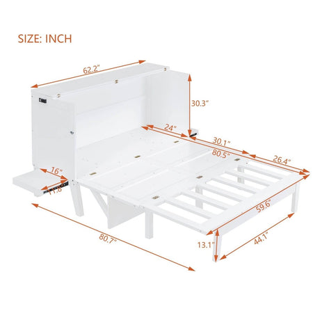 Queen Space - Saving Murphy Bed With USB Charging Ports - Driftwood - Sleep Galleria