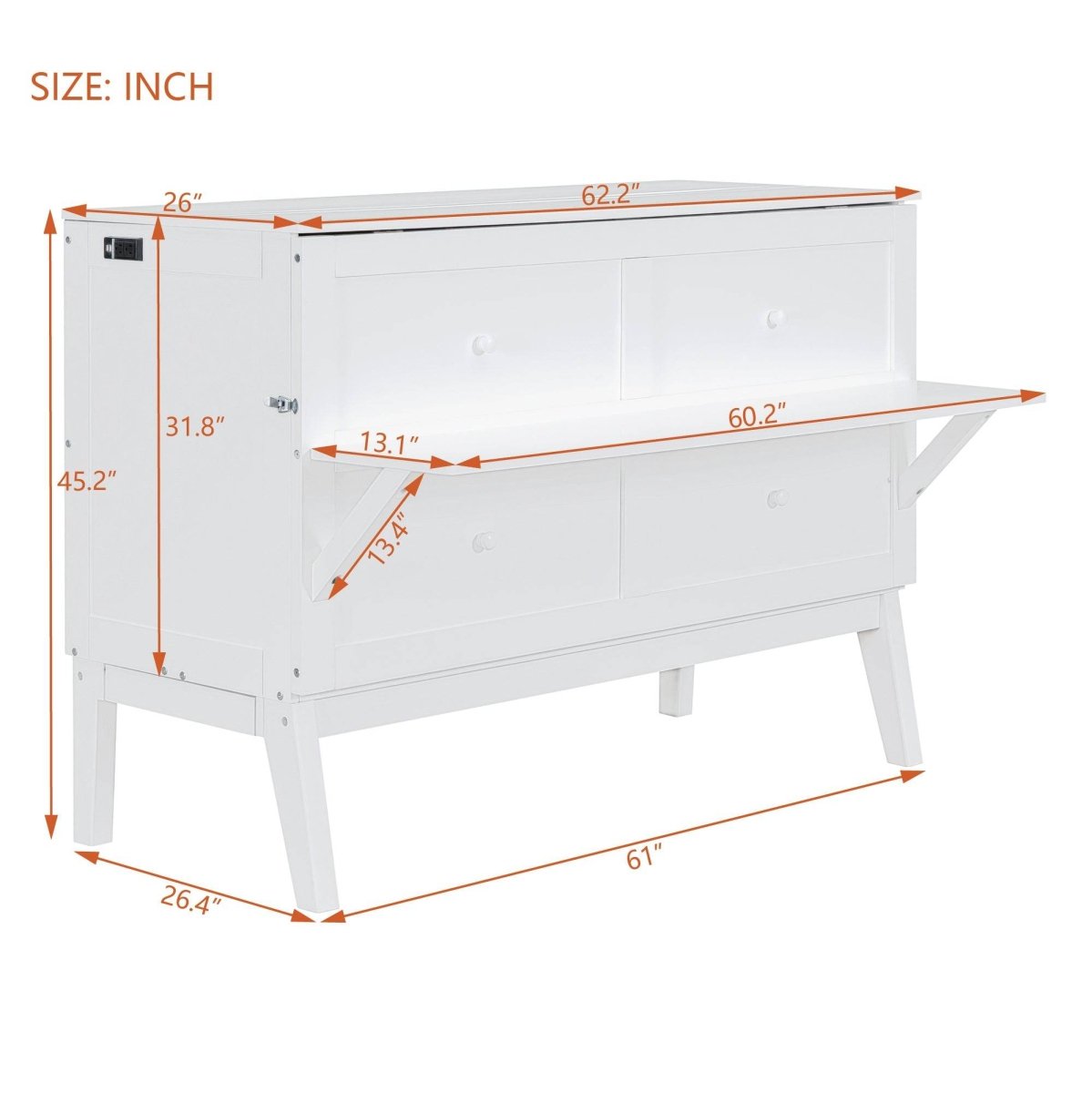 Queen Space-Saving Murphy Bed With USB Charging Ports - Sleep Galleria