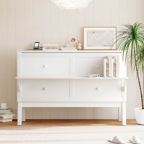 Queen Space - Saving Murphy Bed With USB Charging Ports - Driftwood - Sleep Galleria