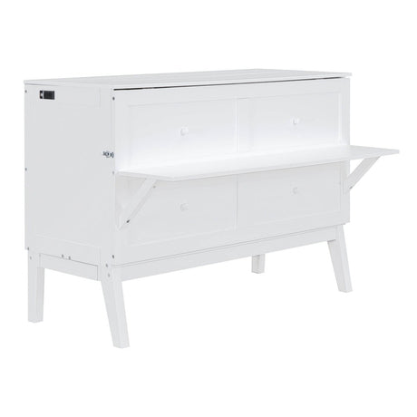 Queen Space - Saving Murphy Bed With USB Charging Ports - Driftwood - Sleep Galleria