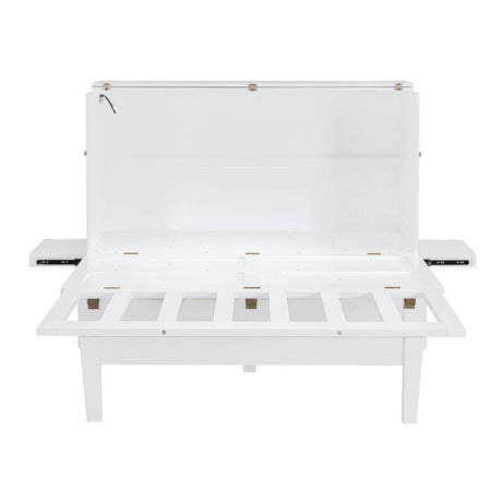 Queen Space - Saving Murphy Bed With USB Charging Ports - Driftwood - Sleep Galleria