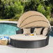 Retractable Canopy Rattan Outdoor Daybed With Cushions - Driftwood - Sleep Galleria