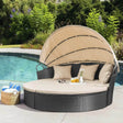 Retractable Canopy Rattan Outdoor Daybed With Cushions - Driftwood - Sleep Galleria
