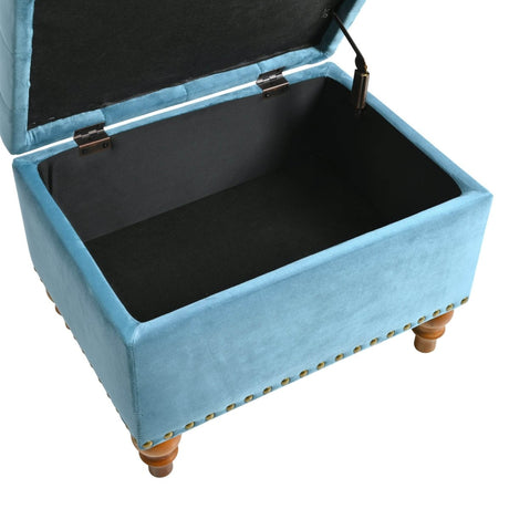 Retro - Style Velvet Upholstered Storage Ottoman With Rivets - Driftwood - Sleep Galleria