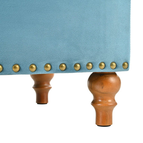 Retro - Style Velvet Upholstered Storage Ottoman With Rivets - Driftwood - Sleep Galleria