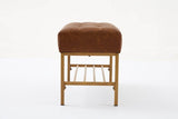 Retro Upholstered Brown Storage Ottoman Bench With Shelf - Sleep Galleria