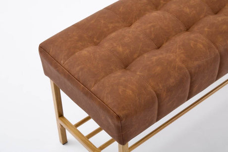 Retro Upholstered Brown Storage Ottoman Bench With Shelf - Sleep Galleria