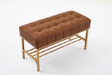 Retro Upholstered Brown Storage Ottoman Bench With Shelf - Sleep Galleria