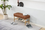 Retro Upholstered Brown Storage Ottoman Bench With Shelf - Sleep Galleria