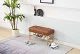 Retro Upholstered Brown Storage Ottoman Bench With Shelf - Sleep Galleria