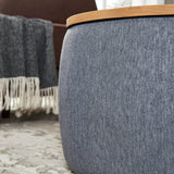 Round Storage Ottoman With Removable Linen Top - Sleep Galleria