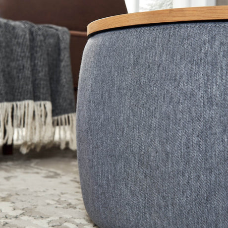 Round Storage Ottoman With Removable Linen Top - Driftwood - Sleep Galleria