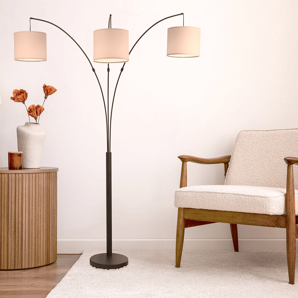 Royal 3 - Arm Oil - Rubbed Bronze Metal Arc Floor Lamp - Driftwood - Sleep Galleria