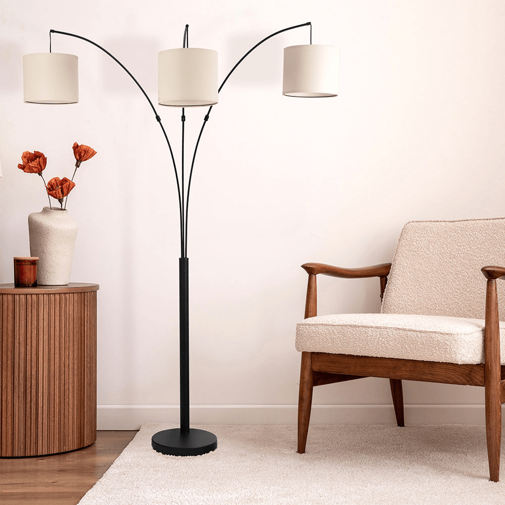 Royal 3 - Arm Oil - Rubbed Bronze Metal Arc Floor Lamp - Driftwood - Sleep Galleria