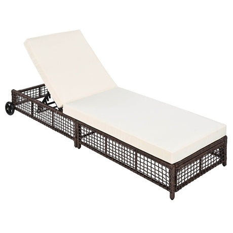 Set of 2 Adjustable Backrest Outdoor Rattan Lounge Chairs - Driftwood - Sleep Galleria