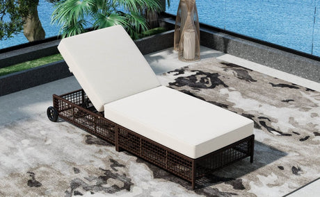 Set of 2 Adjustable Backrest Outdoor Rattan Lounge Chairs - Driftwood - Sleep Galleria