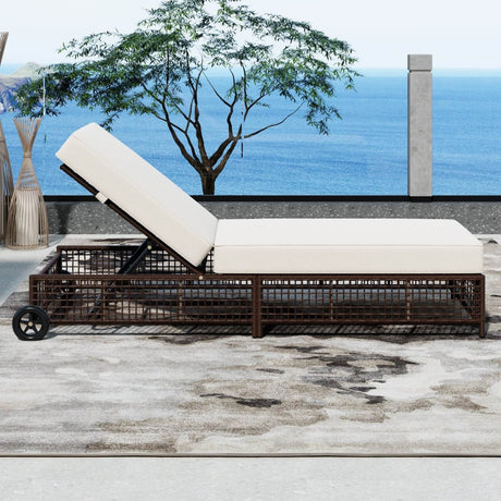Set of 2 Adjustable Backrest Outdoor Rattan Lounge Chairs - Driftwood - Sleep Galleria