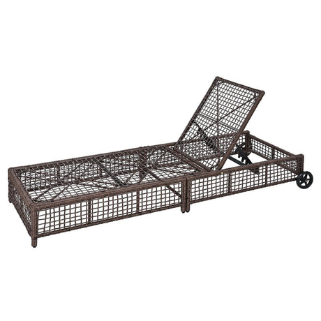 Set of 2 Adjustable Backrest Outdoor Rattan Lounge Chairs - Driftwood - Sleep Galleria
