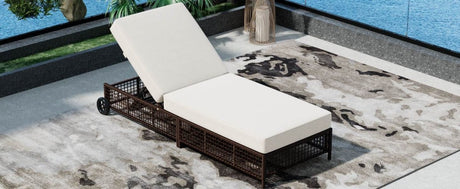 Set of 2 Adjustable Backrest Outdoor Rattan Lounge Chairs - Driftwood - Sleep Galleria