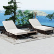 Set of 2 Adjustable Backrest Outdoor Rattan Lounge Chairs - Sleep Galleria