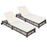 Set of 2 Adjustable Backrest Outdoor Rattan Lounge Chairs - Sleep Galleria