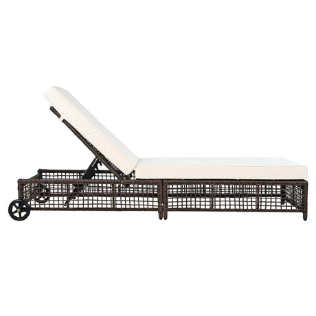 Set of 2 Adjustable Backrest Outdoor Rattan Lounge Chairs - Driftwood - Sleep Galleria