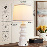 Set Of 2 Farmhouse Resin Table Lamps With USB - Driftwood - Sleep Galleria