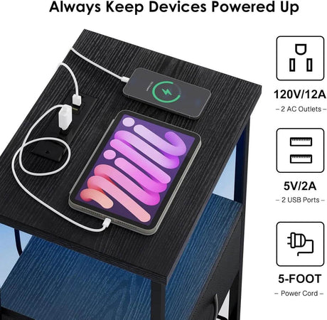 Set Of 2 LED Nightstands With Charging Station - Sleep Galleria