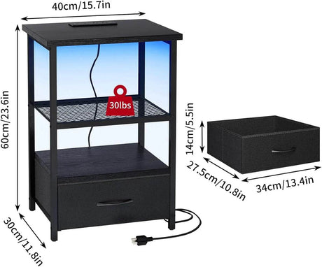 Set Of 2 LED Nightstands With Charging Station - Sleep Galleria