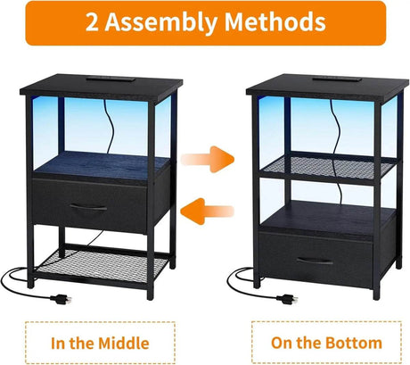 Set Of 2 LED Nightstands With Charging Station - Sleep Galleria