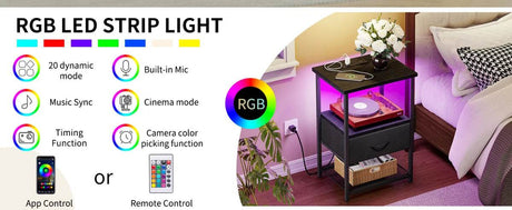 Set Of 2 LED Nightstands With Charging Station - Sleep Galleria