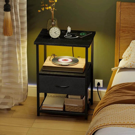 Set Of 2 LED Nightstands With Charging Station - Sleep Galleria