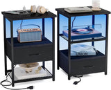 Set Of 2 LED Nightstands With Charging Station - Sleep Galleria