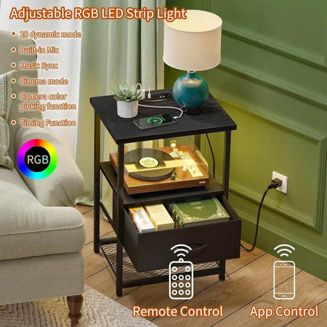 Set Of 2 LED Nightstands With Charging Station - Sleep Galleria