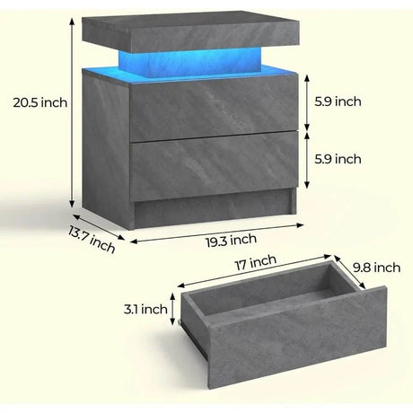 Set of 2 Modern LED Remote Controlled Nightstands - Sleep Galleria
