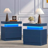 Set of 2 Modern LED Remote Controlled Nightstands - Sleep Galleria