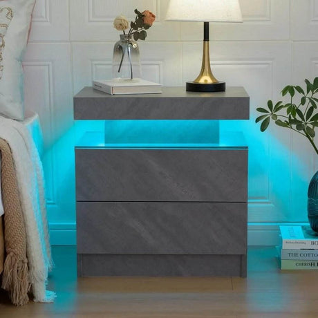 Set of 2 Modern LED Remote Controlled Nightstands - Sleep Galleria