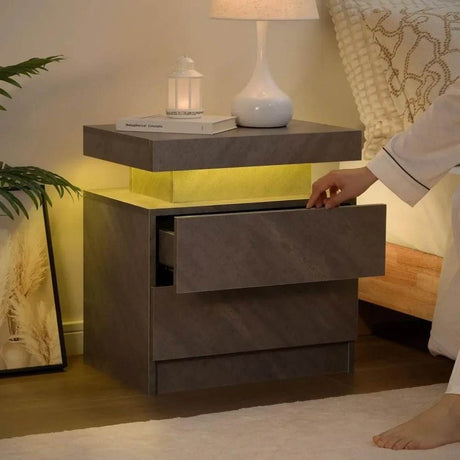 Set of 2 Modern LED Remote Controlled Nightstands - Sleep Galleria