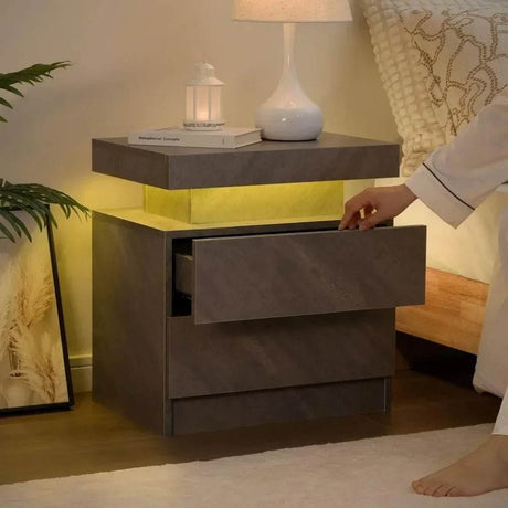 Set of 2 Modern LED Remote Controlled Nightstands - Sleep Galleria