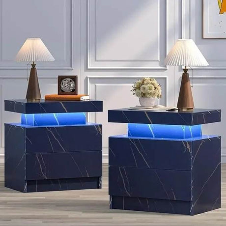 Set of 2 Modern LED Remote Controlled Nightstands - Sleep Galleria