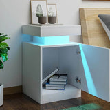 Set of 2 Modern Wood Nightstands With LED Lights - Sleep Galleria