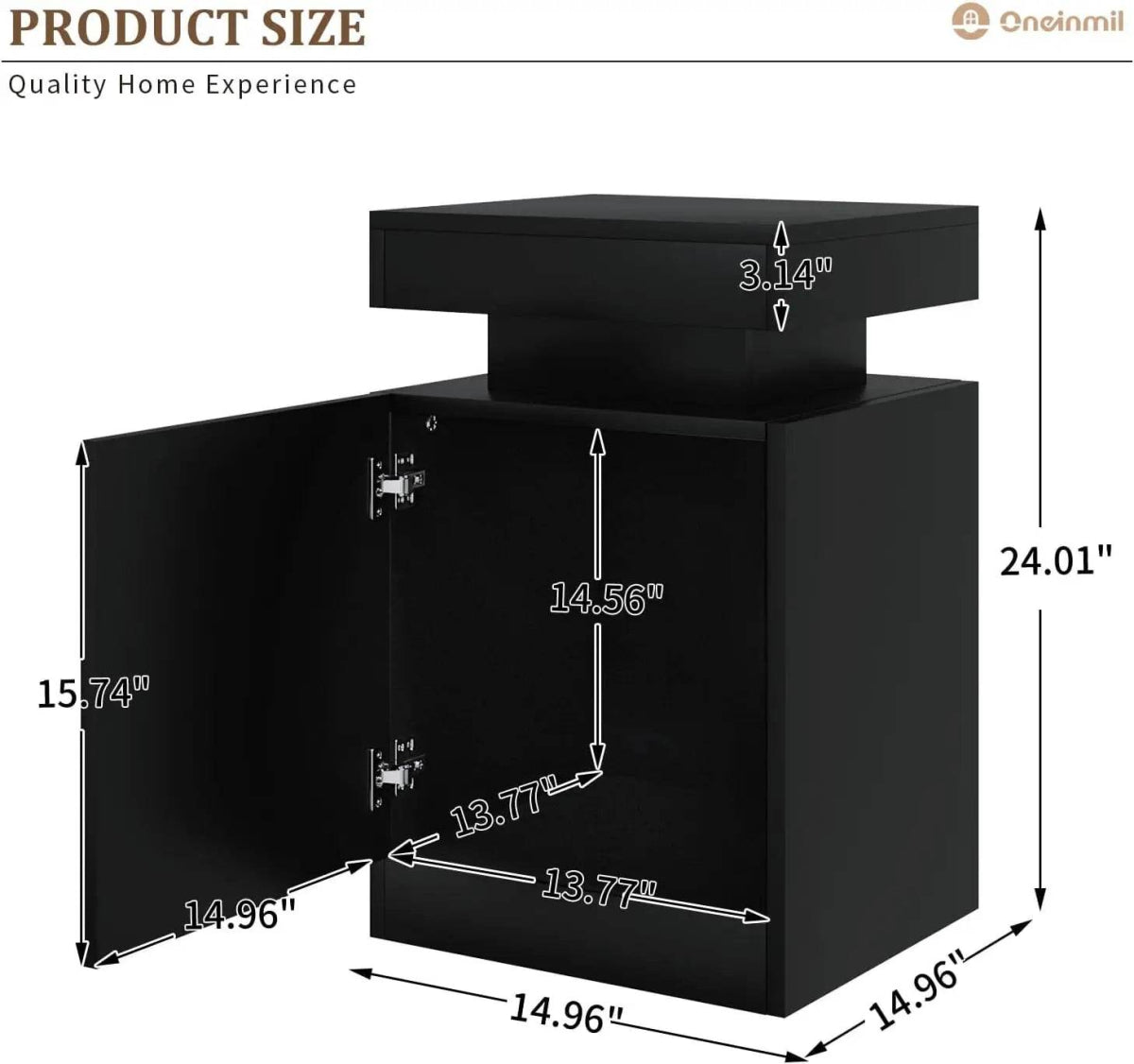 Set of 2 Modern Wood Nightstands With LED Lights - Sleep Galleria