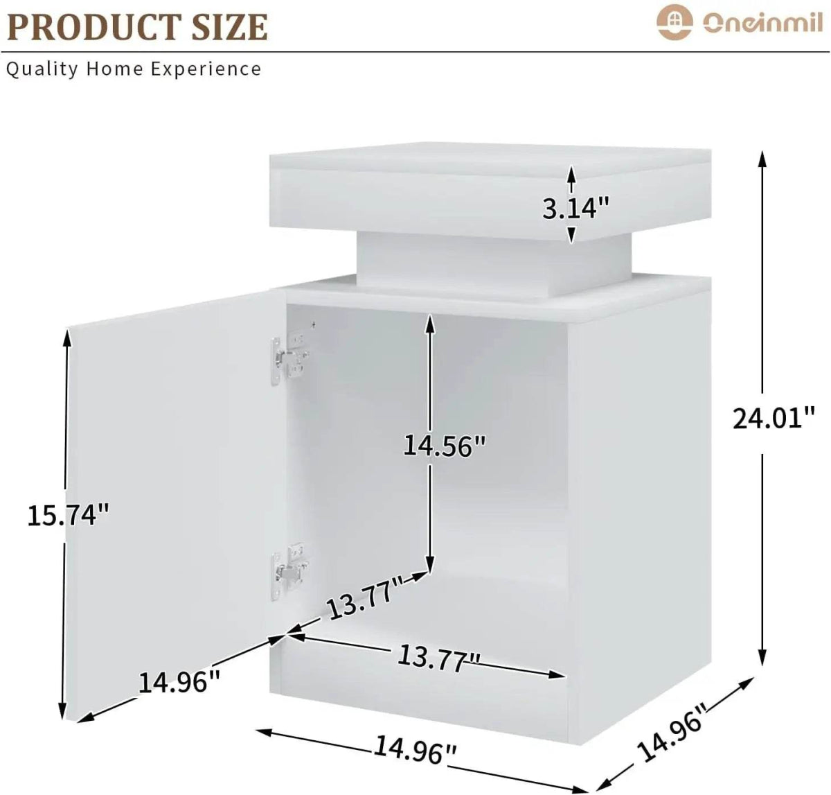 Set of 2 Modern Wood Nightstands With LED Lights - Sleep Galleria
