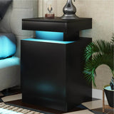Set of 2 Modern Wood Nightstands With LED Lights - Sleep Galleria