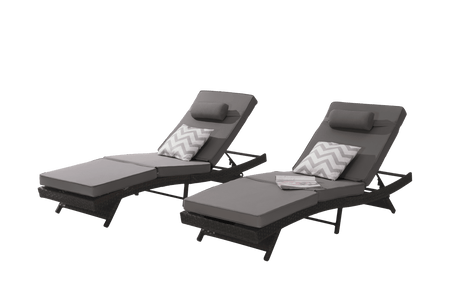 Set Of 2 Outdoor Wicker Reclining Lounge Chairs - Driftwood - Sleep Galleria