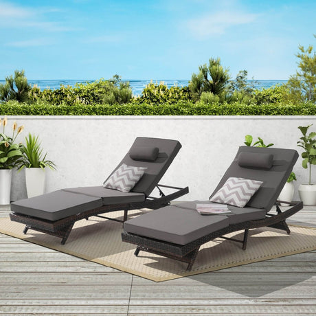 Set Of 2 Outdoor Wicker Reclining Lounge Chairs - Driftwood - Sleep Galleria