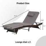 Set Of 2 Outdoor Wicker Reclining Lounge Chairs - Sleep Galleria